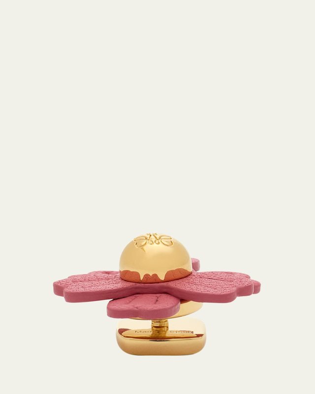 Flower Pin in Brass and Calfskin